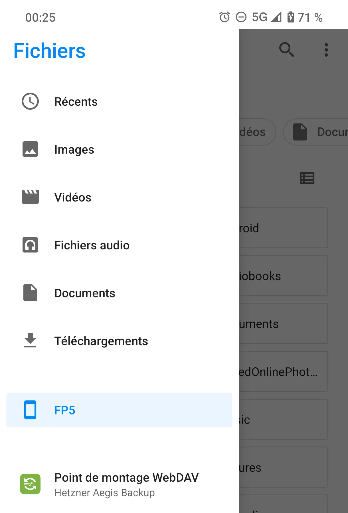 Point de montage WebDAV dans l’application Fichiers